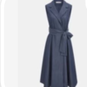 NWT COMMENSE sleveless collared belted midi dress
